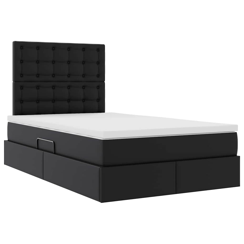 Opslag bed met matras met opslag Zwart 120 x 200 cm Nep Leer is nu te koop bij PeponiXL, paradijselijk wonen!