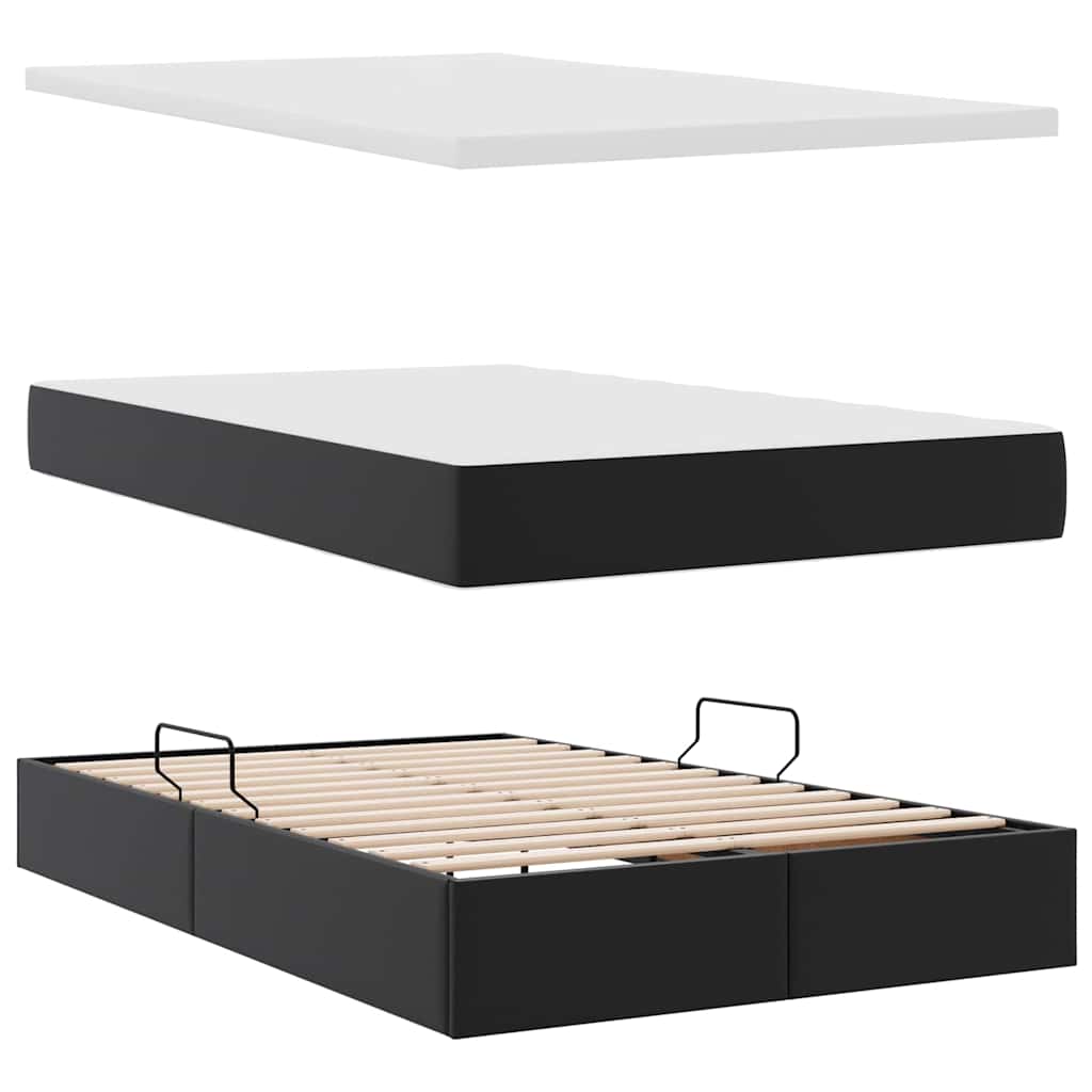 Opslag bed met matras met opslag Zwart 120 x 200 cm Nep Leer is nu te koop bij PeponiXL, paradijselijk wonen!