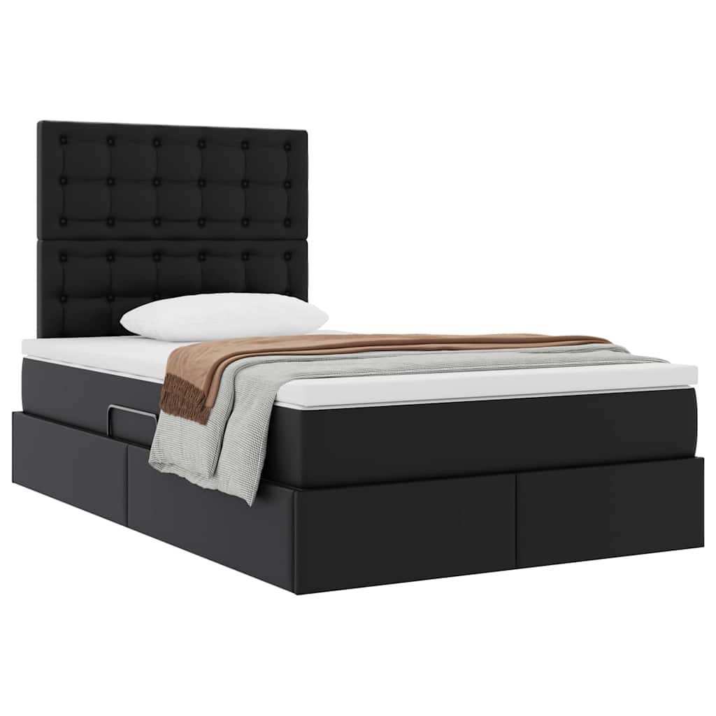 Opslag bed met matras met opslag Zwart 120 x 200 cm Nep Leer is nu te koop bij PeponiXL, paradijselijk wonen!