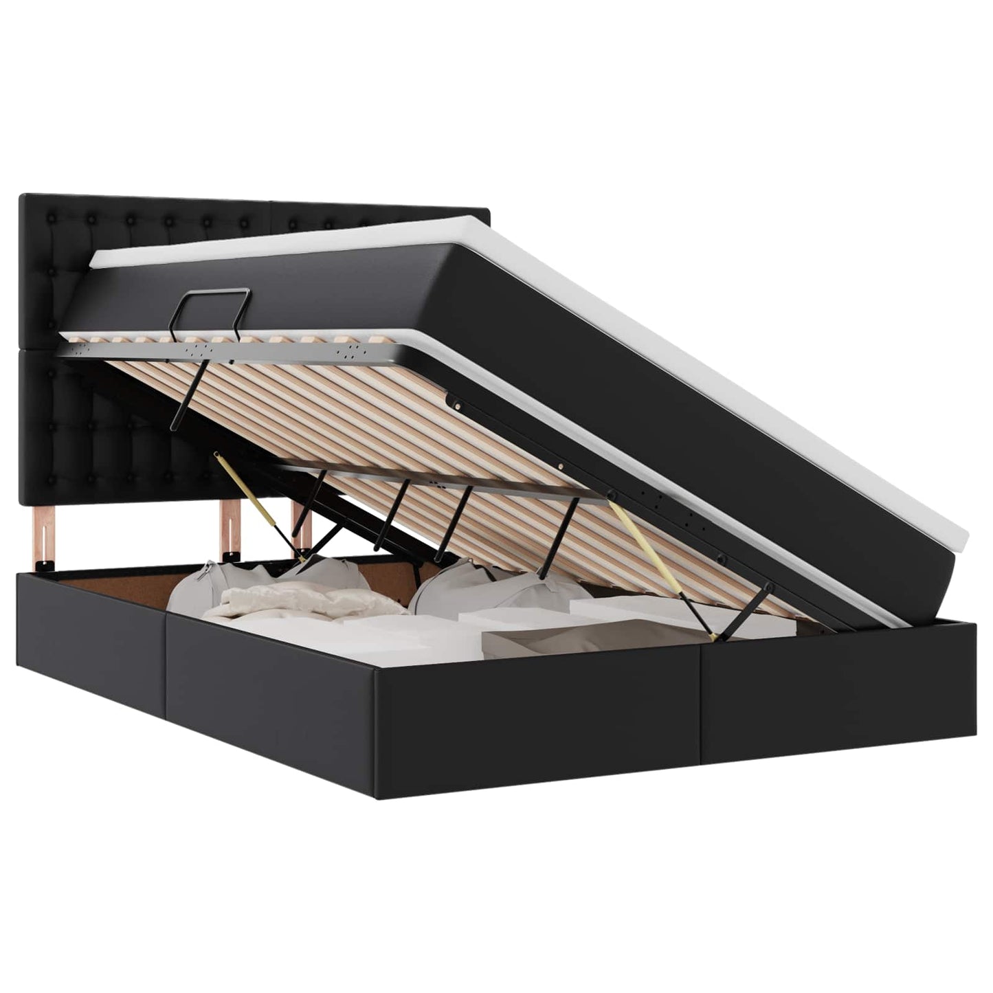 Opslag bed met matras met opslag Zwart 140 x 190 cm Nep Leer is nu te koop bij PeponiXL, paradijselijk wonen!