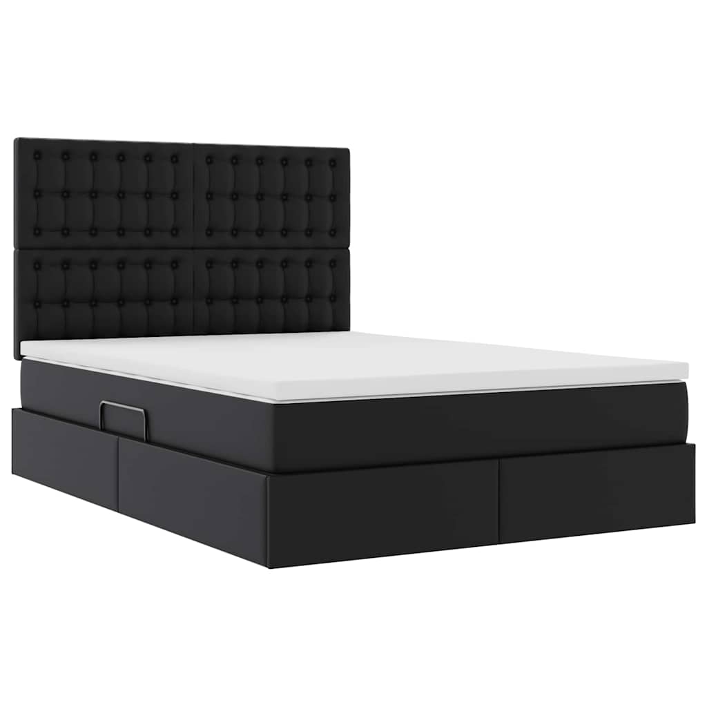 Opslag bed met matras met opslag Zwart 140 x 190 cm Nep Leer is nu te koop bij PeponiXL, paradijselijk wonen!