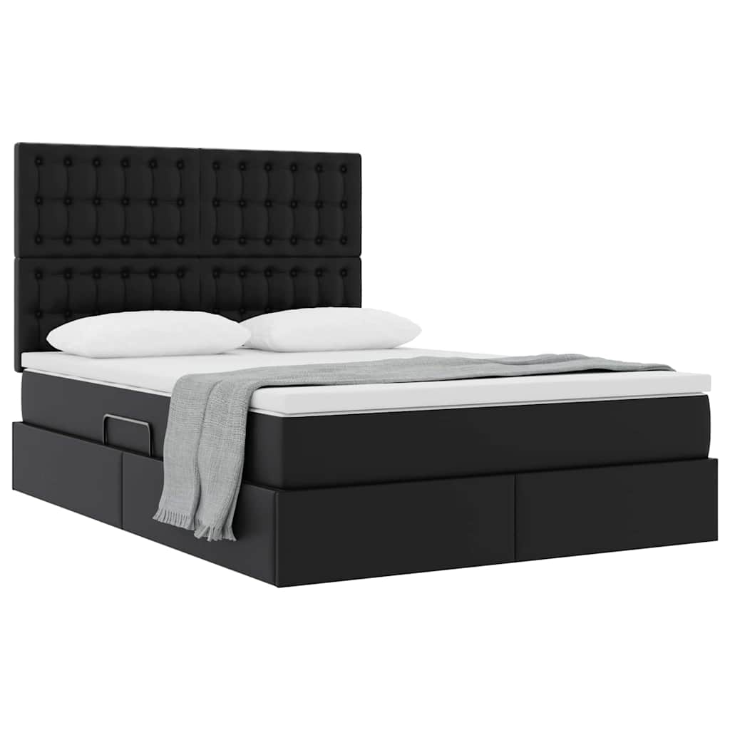Opslag bed met matras met opslag Zwart 140 x 190 cm Nep Leer is nu te koop bij PeponiXL, paradijselijk wonen!