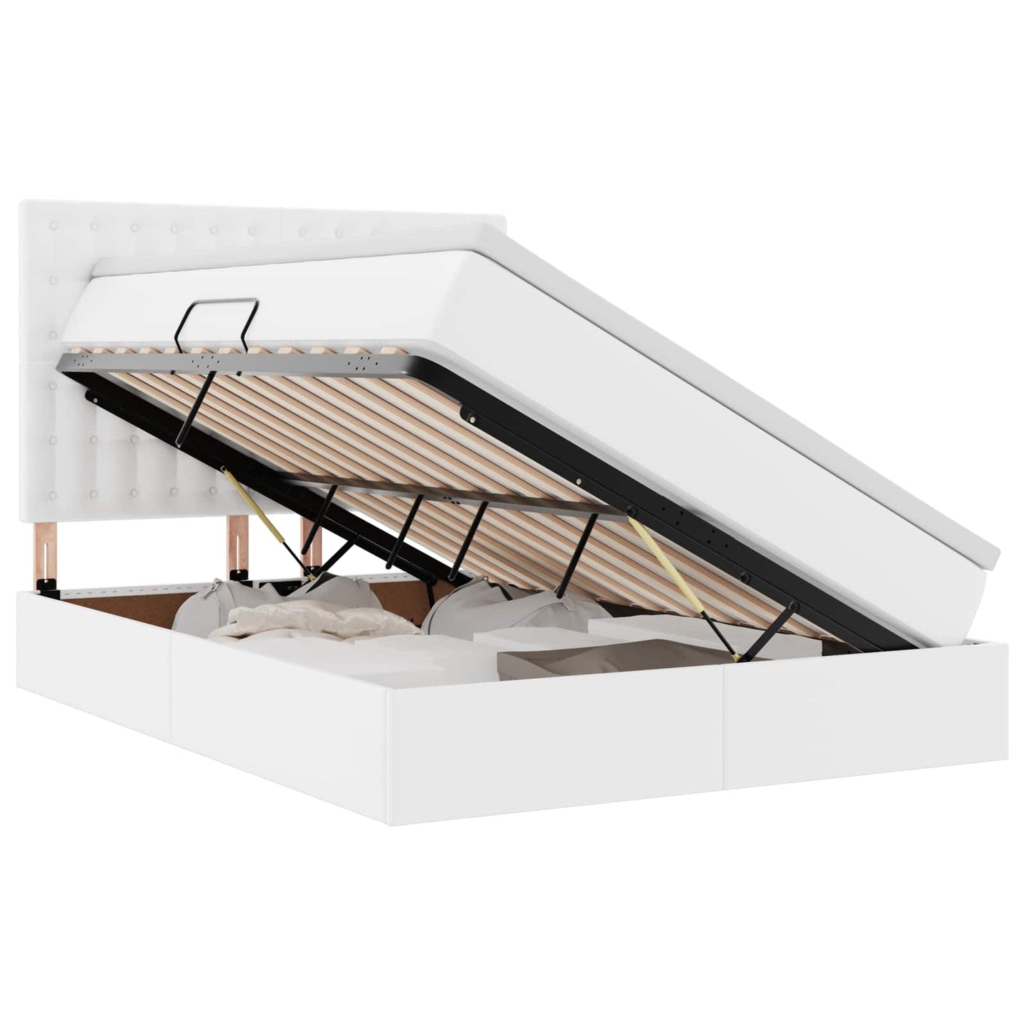 Opslag bed met matras met opslag Puur Wit 140 x 190 cm Nep Leer is nu te koop bij PeponiXL, paradijselijk wonen!