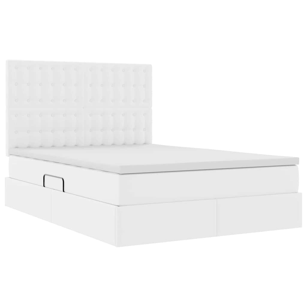 Opslag bed met matras met opslag Puur Wit 140 x 190 cm Nep Leer is nu te koop bij PeponiXL, paradijselijk wonen!