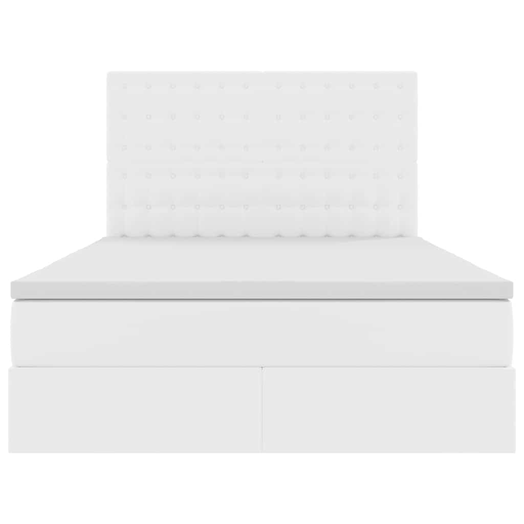 Opslag bed met matras met opslag Puur Wit 140 x 190 cm Nep Leer is nu te koop bij PeponiXL, paradijselijk wonen!
