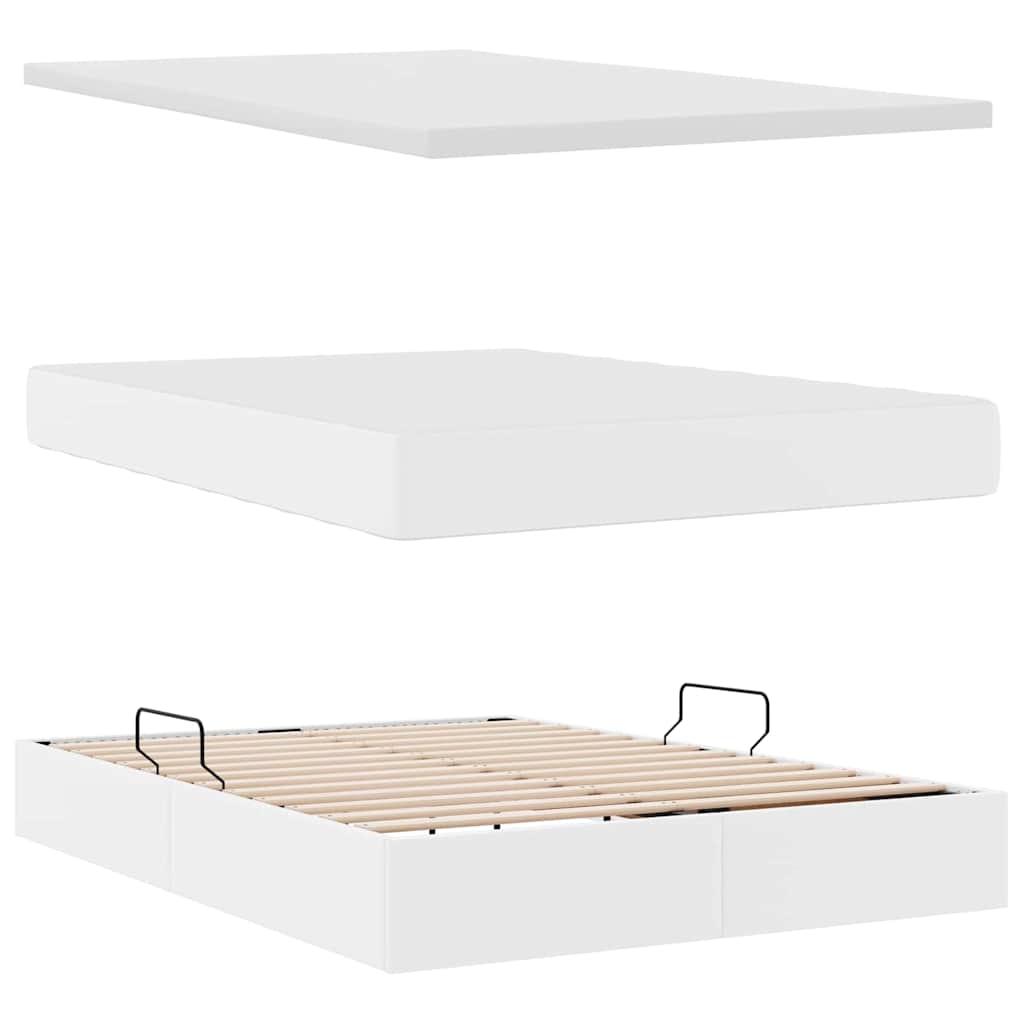 Opslag bed met matras met opslag Puur Wit 140 x 190 cm Nep Leer is nu te koop bij PeponiXL, paradijselijk wonen!