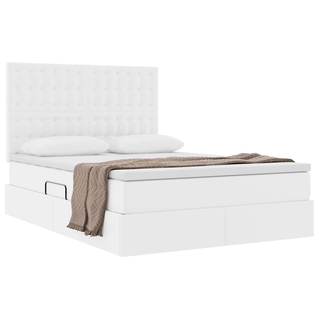 Opslag bed met matras met opslag Puur Wit 140 x 190 cm Nep Leer is nu te koop bij PeponiXL, paradijselijk wonen!