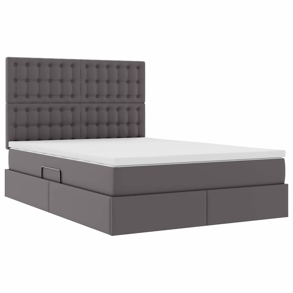 Opslag bed met matras met opslag Grijs 140 x 190 cm Nep Leer is nu te koop bij PeponiXL, paradijselijk wonen!