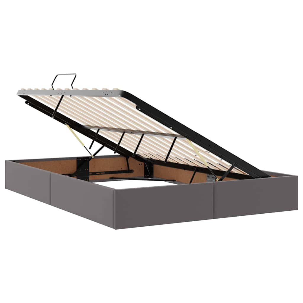 Opslag bed met matras met opslag Grijs 140 x 190 cm Nep Leer is nu te koop bij PeponiXL, paradijselijk wonen!