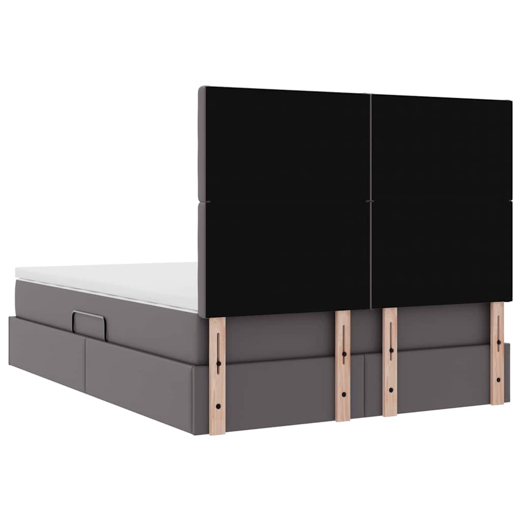 Opslag bed met matras met opslag Grijs 140 x 190 cm Nep Leer is nu te koop bij PeponiXL, paradijselijk wonen!