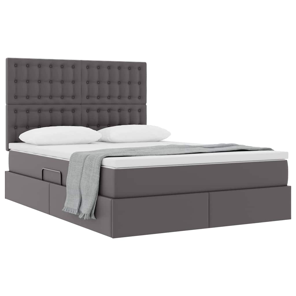 Opslag bed met matras met opslag Grijs 140 x 190 cm Nep Leer is nu te koop bij PeponiXL, paradijselijk wonen!