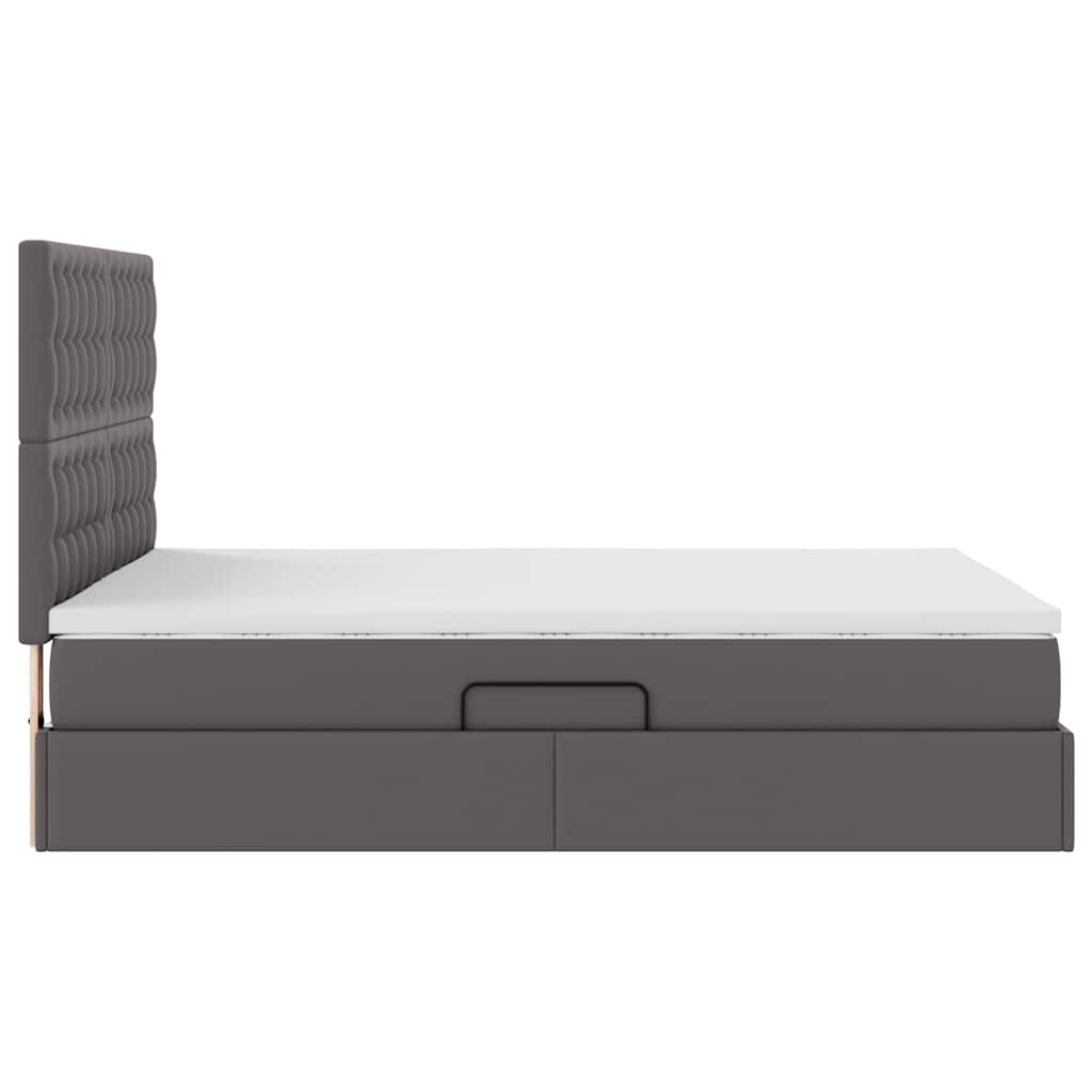 Opslag bed met matras met opslag Grijs 140 x 190 cm Nep Leer is nu te koop bij PeponiXL, paradijselijk wonen!