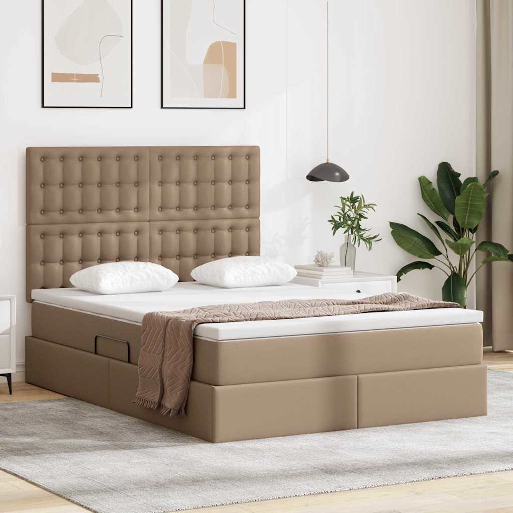 Opslag bed met matras Cappuccino 140 x 190 cm Nep Leer is nu te koop bij PeponiXL, paradijselijk wonen!
