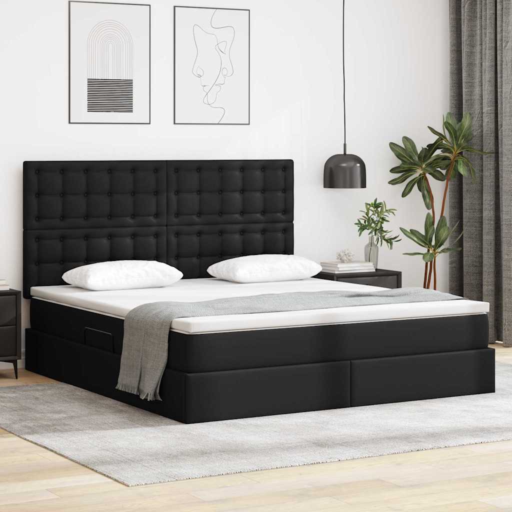 Opslag bed met matras met opslag Zwart 160 x 200 cm Nep Leer is nu te koop bij PeponiXL, paradijselijk wonen!
