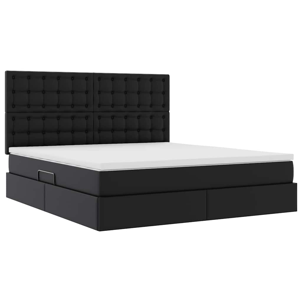 Opslag bed met matras met opslag Zwart 160 x 200 cm Nep Leer is nu te koop bij PeponiXL, paradijselijk wonen!