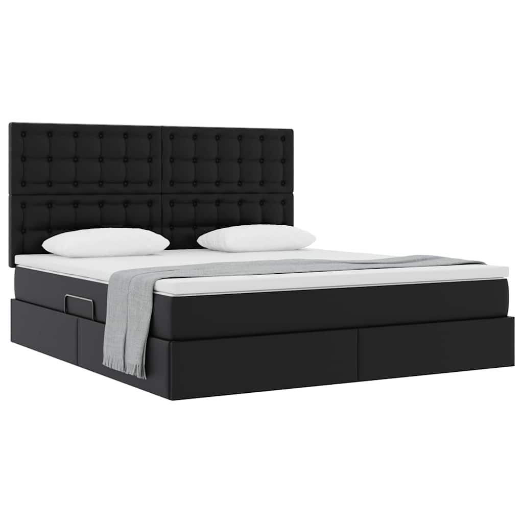 Opslag bed met matras met opslag Zwart 160 x 200 cm Nep Leer is nu te koop bij PeponiXL, paradijselijk wonen!