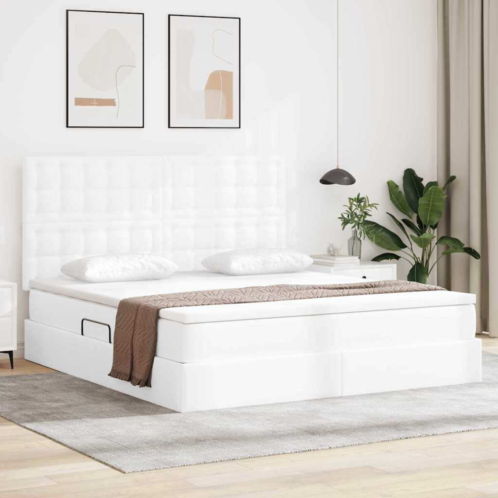 Opslag bed met matras met opslag Puur Wit 160 x 200 cm Nep Leer is nu te koop bij PeponiXL, paradijselijk wonen!