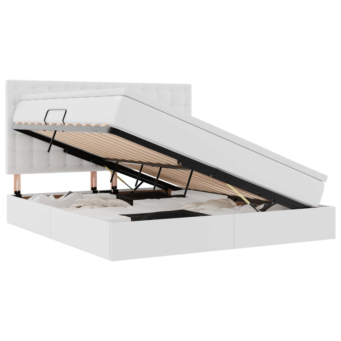 Opslag bed met matras met opslag Puur Wit 160 x 200 cm Nep Leer is nu te koop bij PeponiXL, paradijselijk wonen!