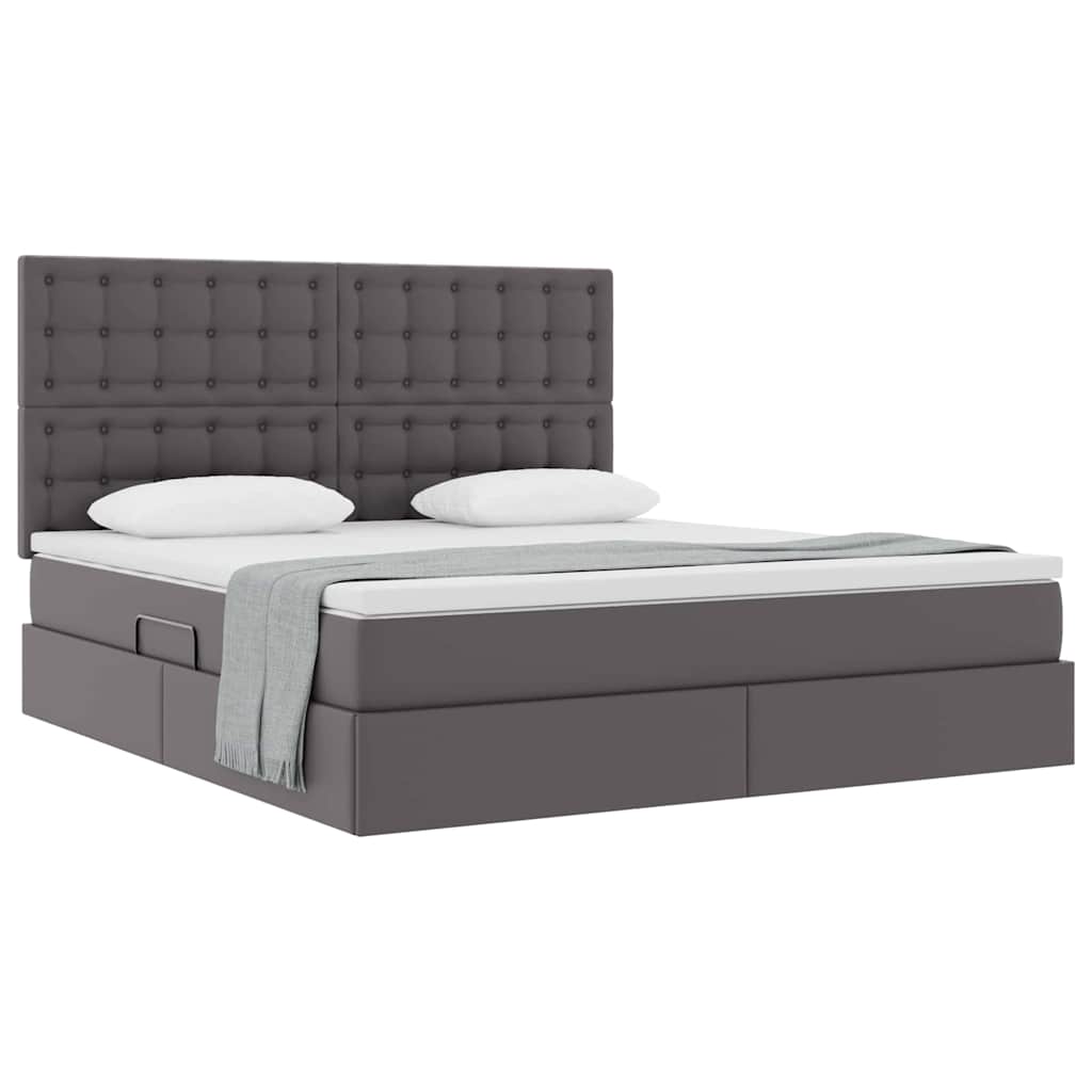 Opslag bed met matras met opslag Grijs 160 x 200 cm Nep Leer is nu te koop bij PeponiXL, paradijselijk wonen!