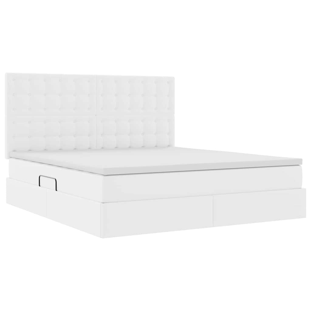 Opslag bed met matras met opslag Puur Wit 180 x 200 cm Nep Leer is nu te koop bij PeponiXL, paradijselijk wonen!