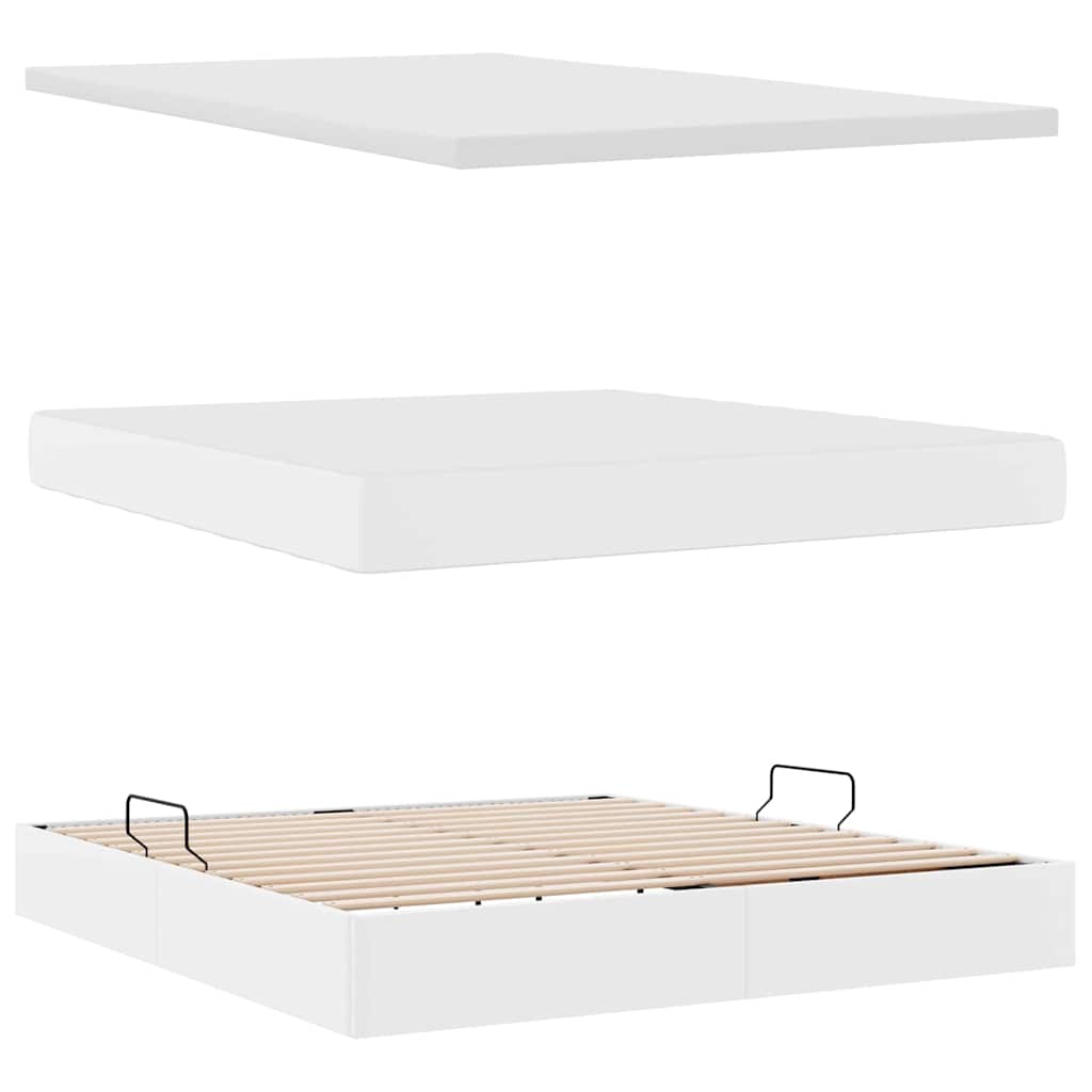 Opslag bed met matras met opslag Puur Wit 180 x 200 cm Nep Leer is nu te koop bij PeponiXL, paradijselijk wonen!