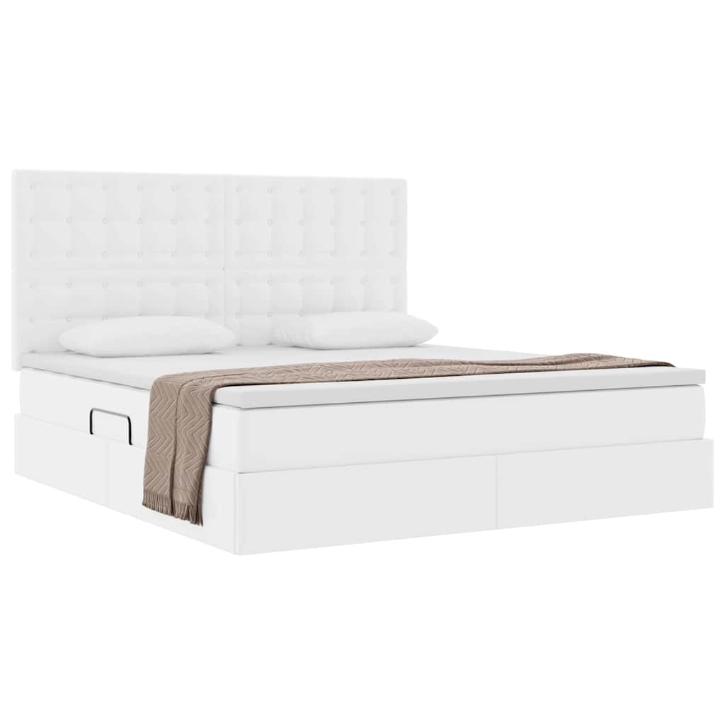 Opslag bed met matras met opslag Puur Wit 180 x 200 cm Nep Leer is nu te koop bij PeponiXL, paradijselijk wonen!