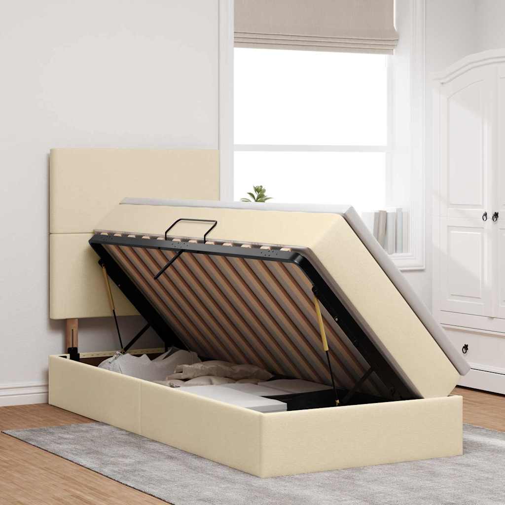 Opslag bed met matras met matras Crème 90 x 190 cm Polyester is nu te koop bij PeponiXL, paradijselijk wonen!