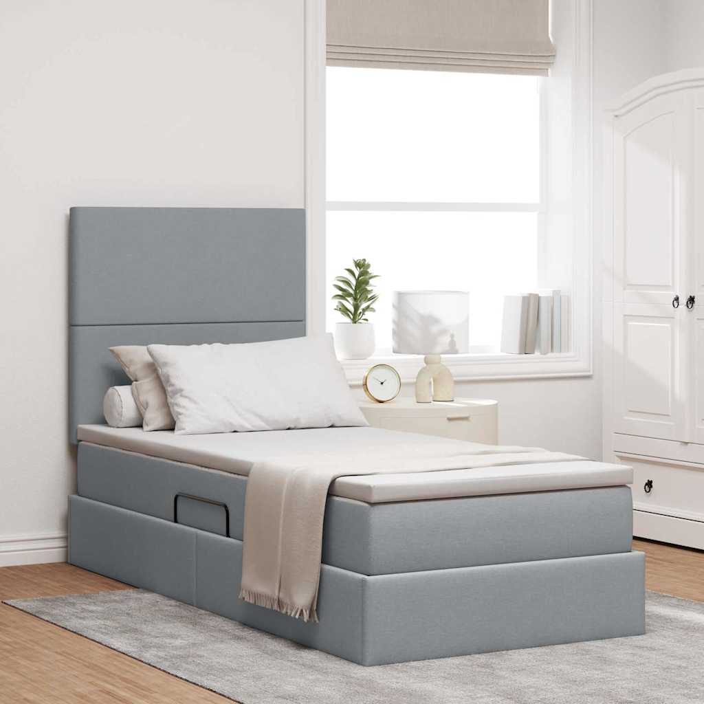 Opslag bed met matras Lichtgrijs 100 x 200 cm Polyester is nu te koop bij PeponiXL, paradijselijk wonen!