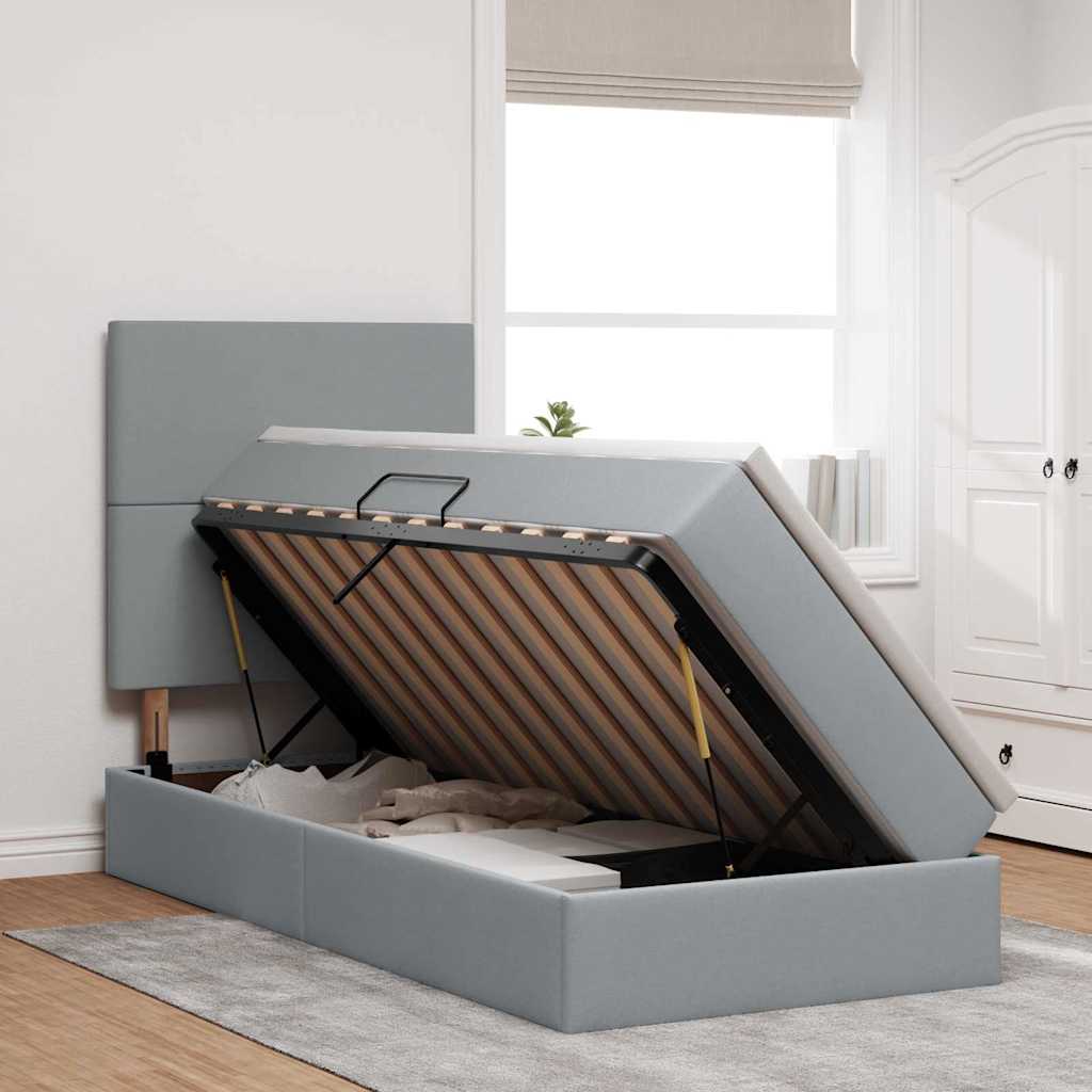 Opslag bed met matras Lichtgrijs 100 x 200 cm Polyester is nu te koop bij PeponiXL, paradijselijk wonen!