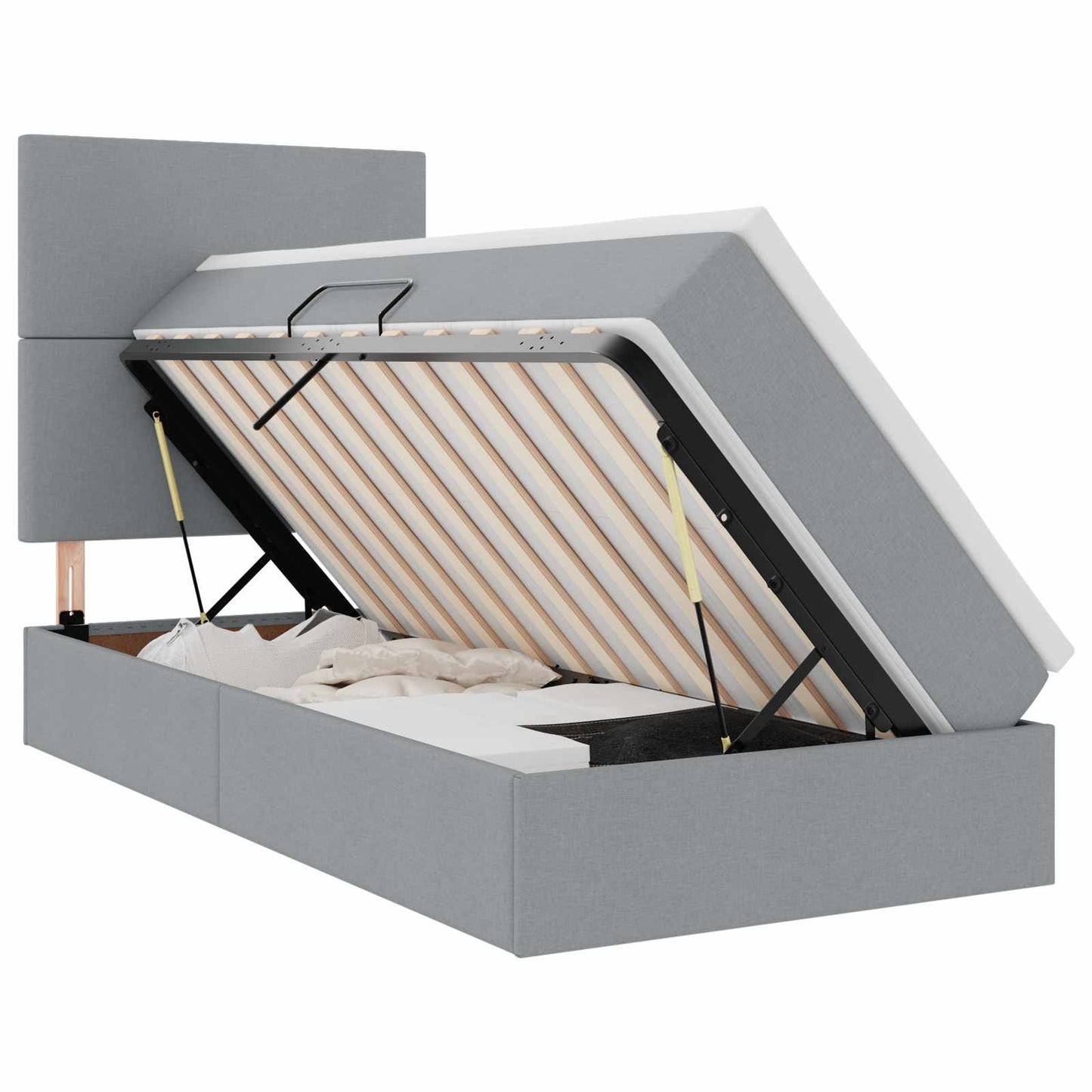 Opslag bed met matras Lichtgrijs 100 x 200 cm Polyester is nu te koop bij PeponiXL, paradijselijk wonen!