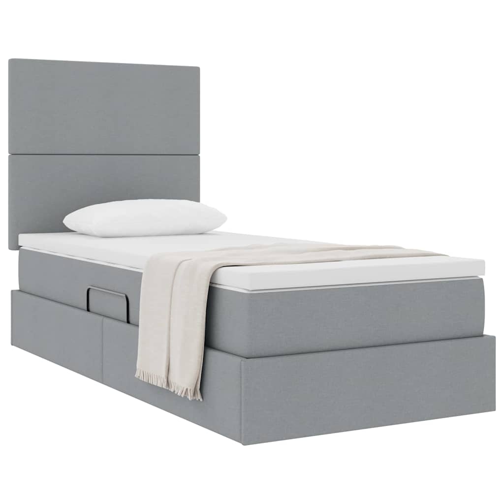 Opslag bed met matras Lichtgrijs 100 x 200 cm Polyester is nu te koop bij PeponiXL, paradijselijk wonen!