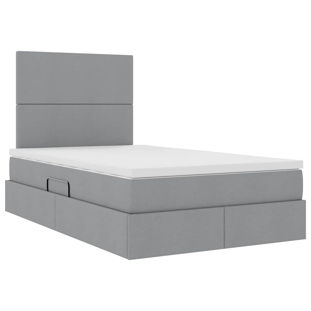 Opslag bed met matras met matras Lichtgrijs 120 x 190 cm Stof is nu te koop bij PeponiXL, paradijselijk wonen!