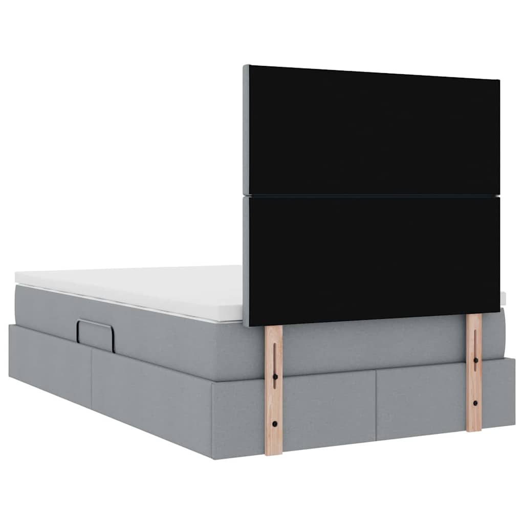 Opslag bed met matras met matras Lichtgrijs 120 x 190 cm Stof is nu te koop bij PeponiXL, paradijselijk wonen!