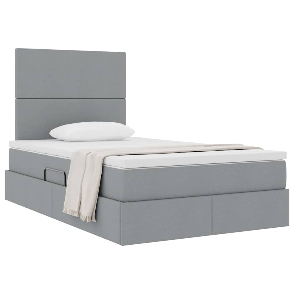 Opslag bed met matras met matras Lichtgrijs 120 x 190 cm Stof is nu te koop bij PeponiXL, paradijselijk wonen!