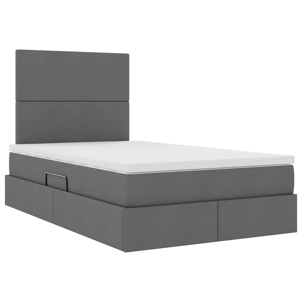 Opslag bed met matras met matras Donkergrijs 120 x 190 cm Stof is nu te koop bij PeponiXL, paradijselijk wonen!