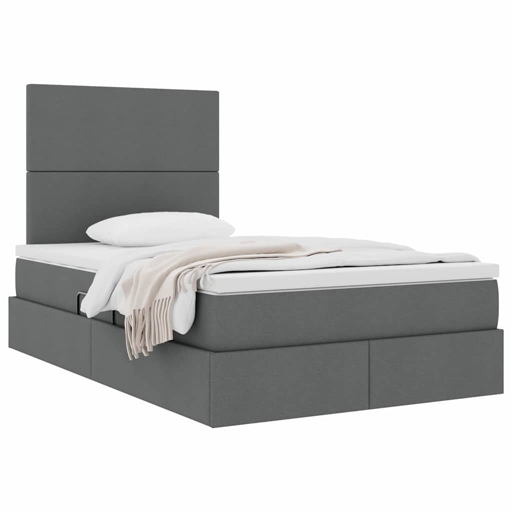 Opslag bed met matras met matras Donkergrijs 120 x 190 cm Stof is nu te koop bij PeponiXL, paradijselijk wonen!