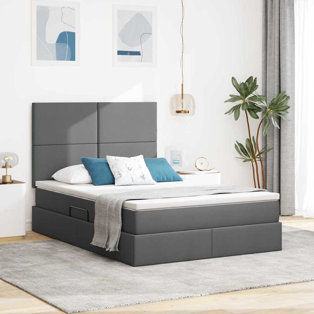 Opslag bed met matras Donkergrijs 140 x 200 cm Polyester is nu te koop bij PeponiXL, paradijselijk wonen!