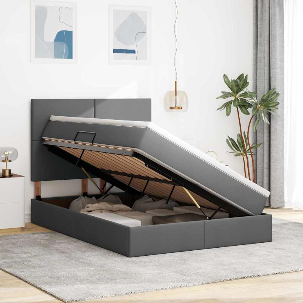 Opslag bed met matras Donkergrijs 140 x 200 cm Polyester is nu te koop bij PeponiXL, paradijselijk wonen!