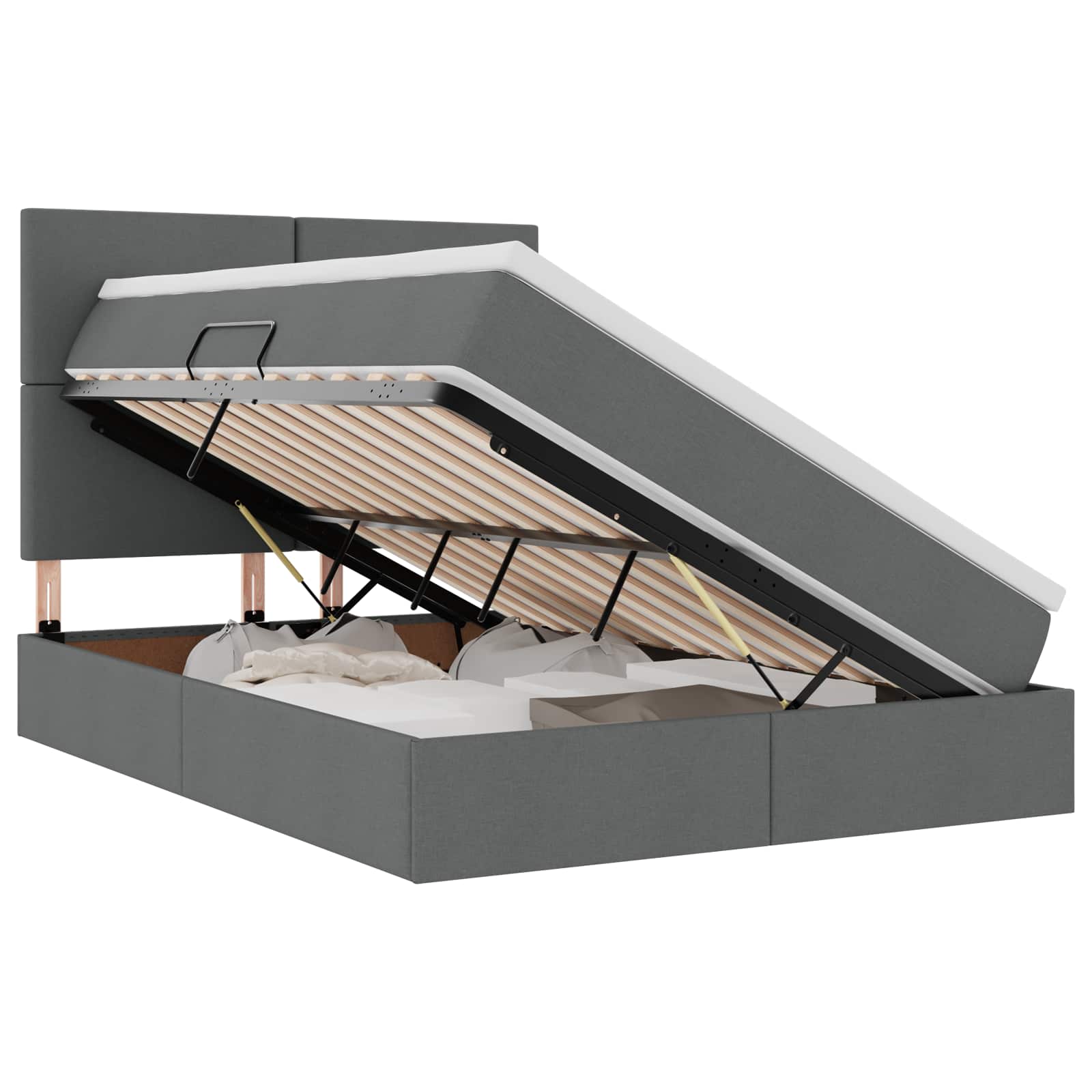 Opslag bed met matras Donkergrijs 140 x 200 cm Polyester is nu te koop bij PeponiXL, paradijselijk wonen!