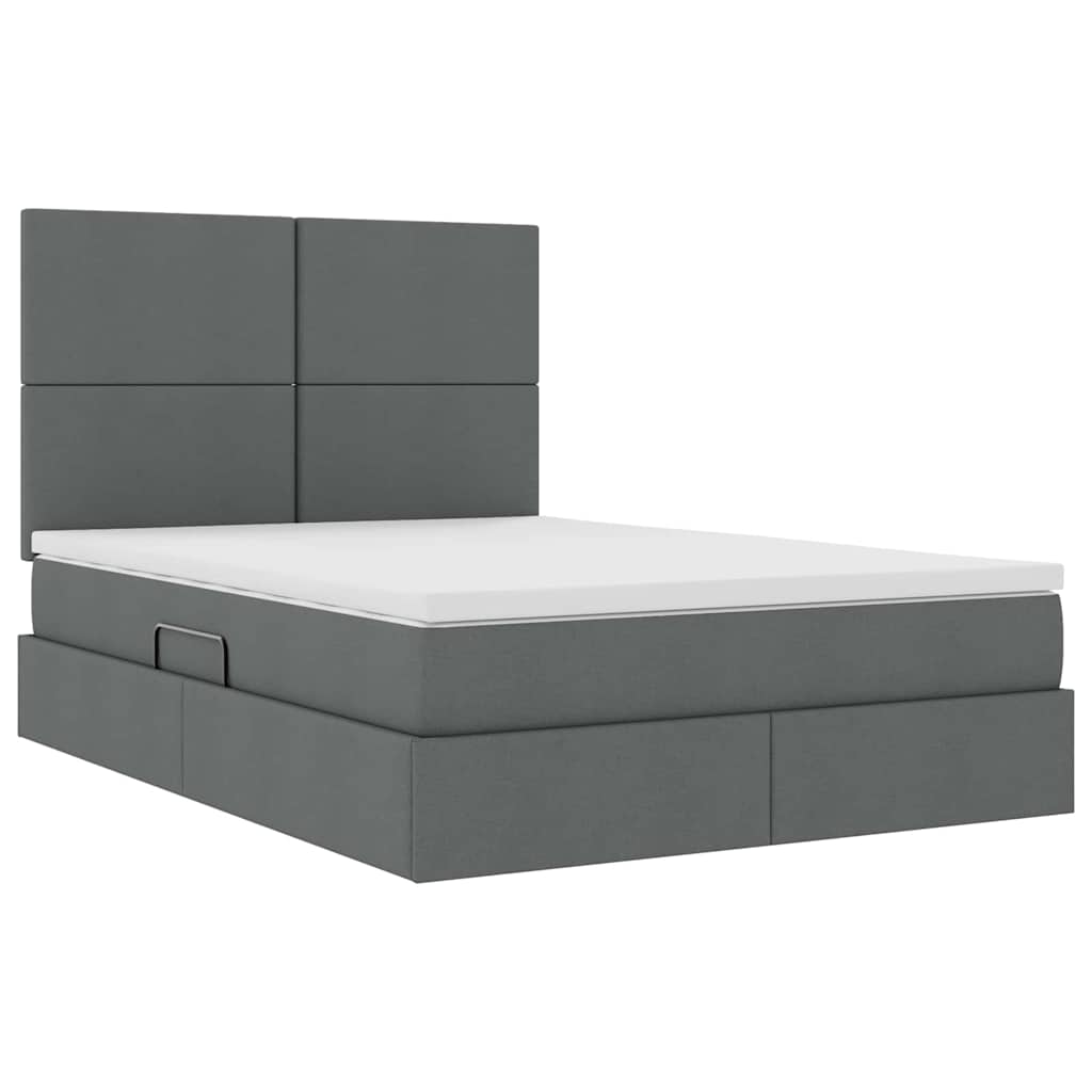 Opslag bed met matras Donkergrijs 140 x 200 cm Polyester is nu te koop bij PeponiXL, paradijselijk wonen!