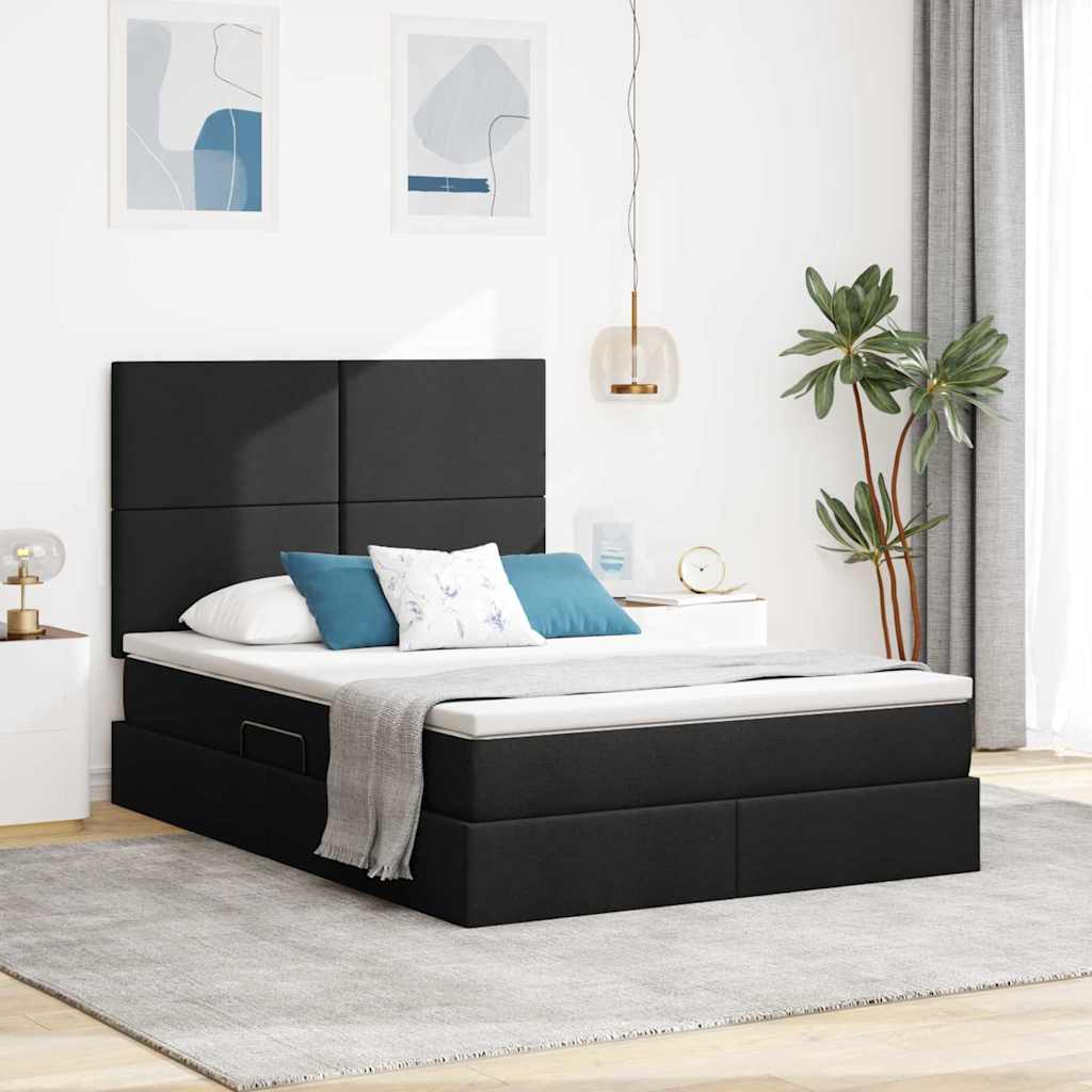 Opslag bed met matras met matras Zwart 140 x 200 cm Polyester is nu te koop bij PeponiXL, paradijselijk wonen!