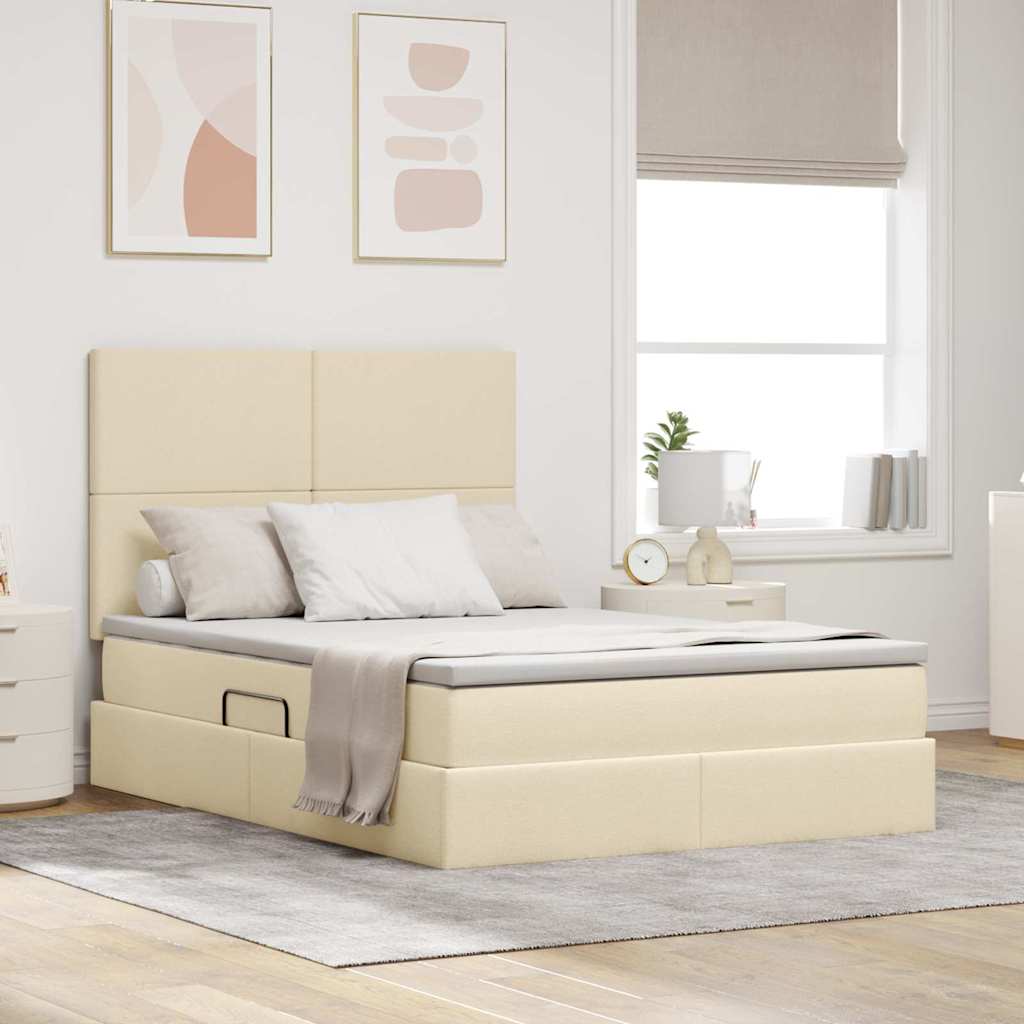 Opslag bed met matras met matras Crème 140 x 200 cm Polyester is nu te koop bij PeponiXL, paradijselijk wonen!
