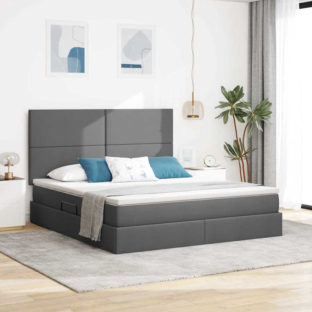 Opslag bed met matras Donkergrijs 160 x 200 cm Polyester is nu te koop bij PeponiXL, paradijselijk wonen!