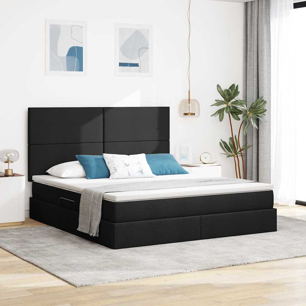 Opslag bed met matras met matras Zwart 160 x 200 cm Polyester is nu te koop bij PeponiXL, paradijselijk wonen!