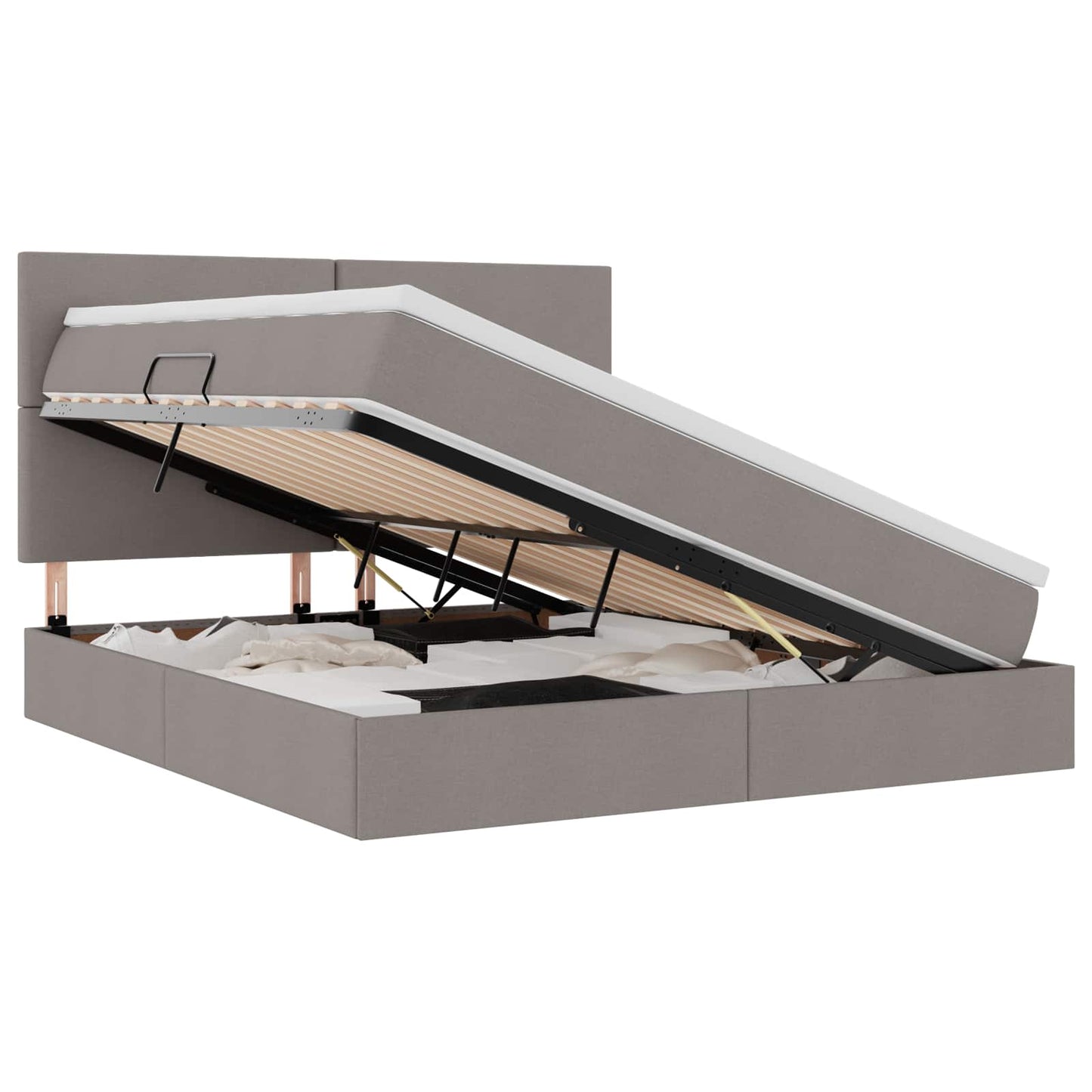 Opslag bed met matras met matras Taupe 180 x 200 cm Polyester is nu te koop bij PeponiXL, paradijselijk wonen!