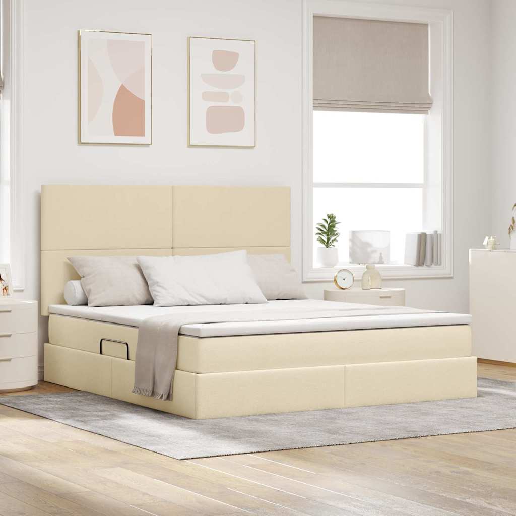 Opslag bed met matras met matras Crème 180 x 200 cm Polyester is nu te koop bij PeponiXL, paradijselijk wonen!