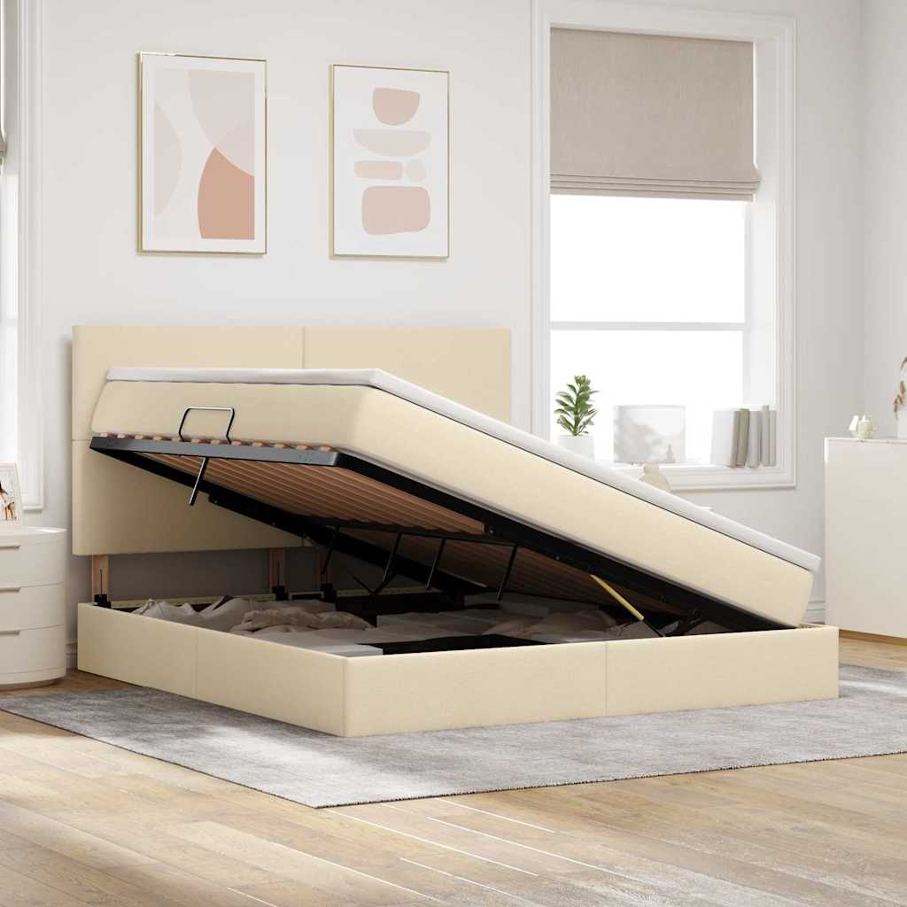 Opslag bed met matras met matras Crème 180 x 200 cm Polyester is nu te koop bij PeponiXL, paradijselijk wonen!