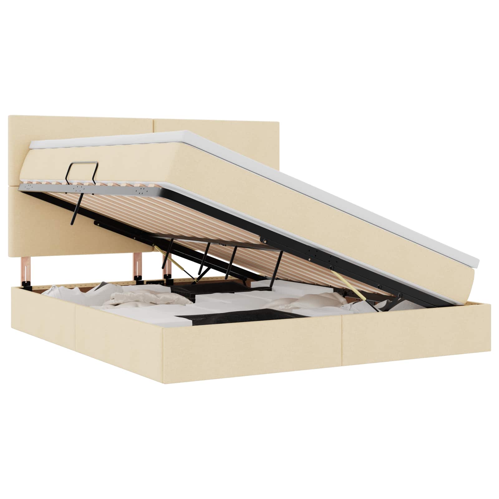 Opslag bed met matras met matras Crème 180 x 200 cm Polyester is nu te koop bij PeponiXL, paradijselijk wonen!