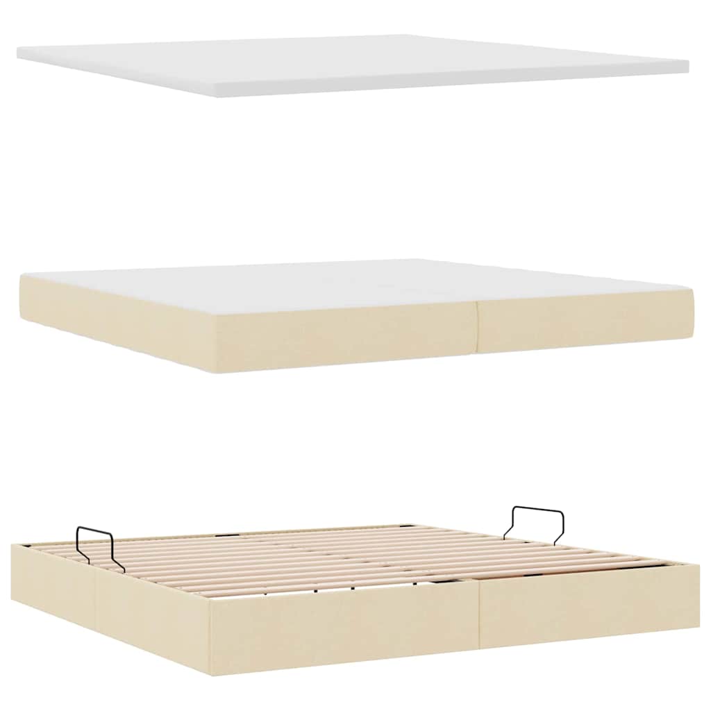 Opslag bed met matras met matras Crème 200 x 200 cm Polyester is nu te koop bij PeponiXL, paradijselijk wonen!