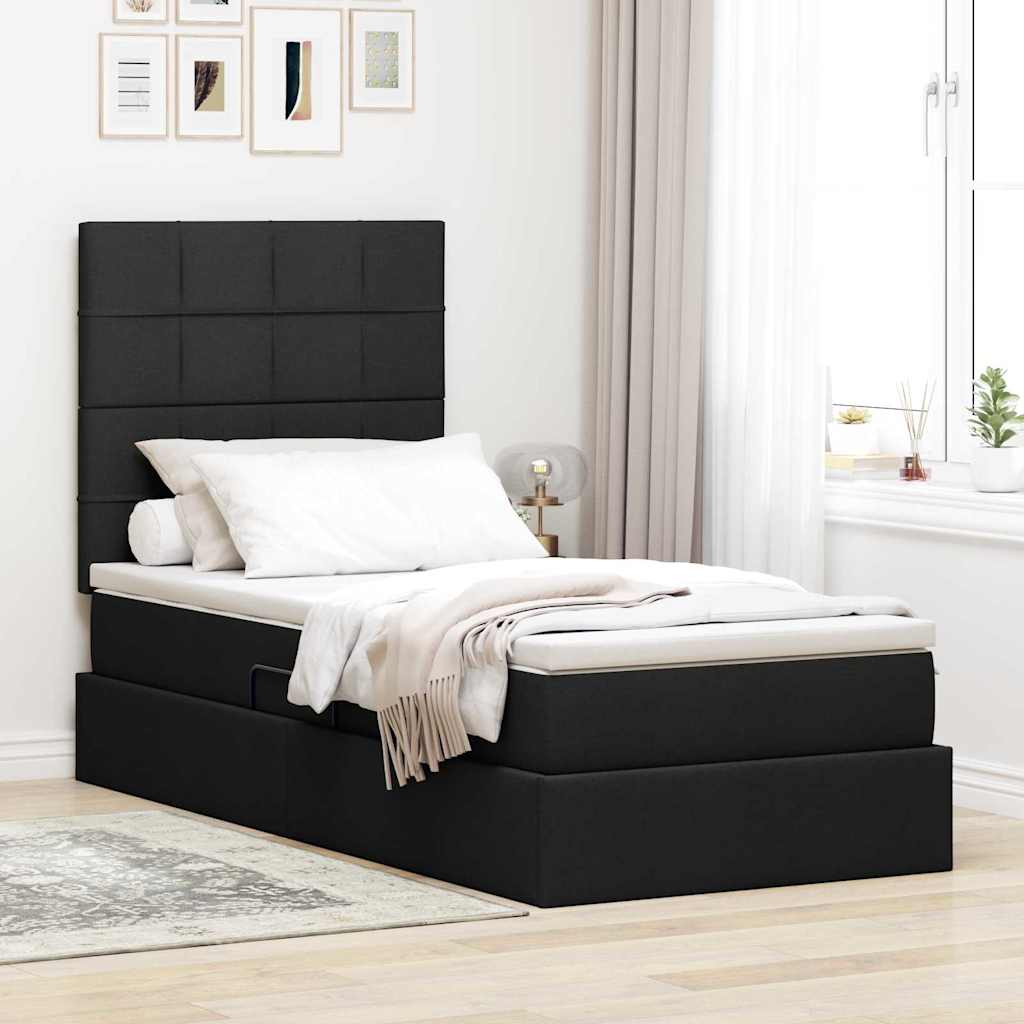 Opslag bed met matras met matras Zwart 90 x 190 cm Polyester is nu te koop bij PeponiXL, paradijselijk wonen!